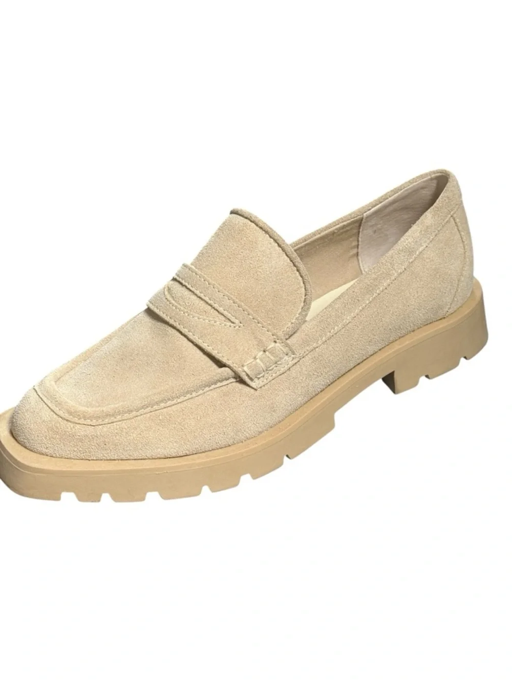 Dolce Vita Chunky Suede Loafers Platform Lug Sole Beige Size 11